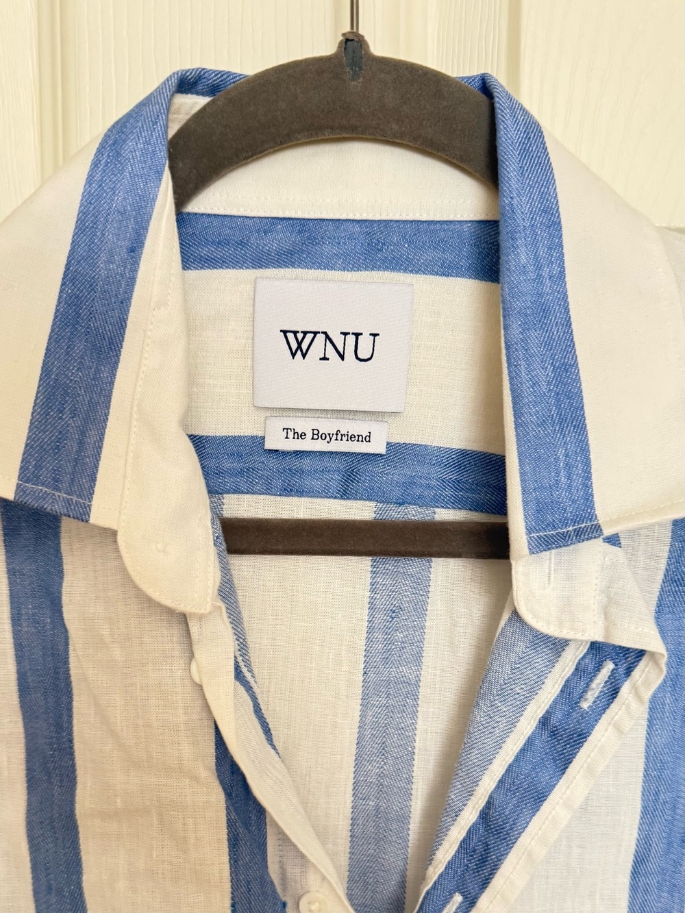 With Nothing Underneath The Boyfriend Stripe Linen Cotton Shirt — image 5 of 8